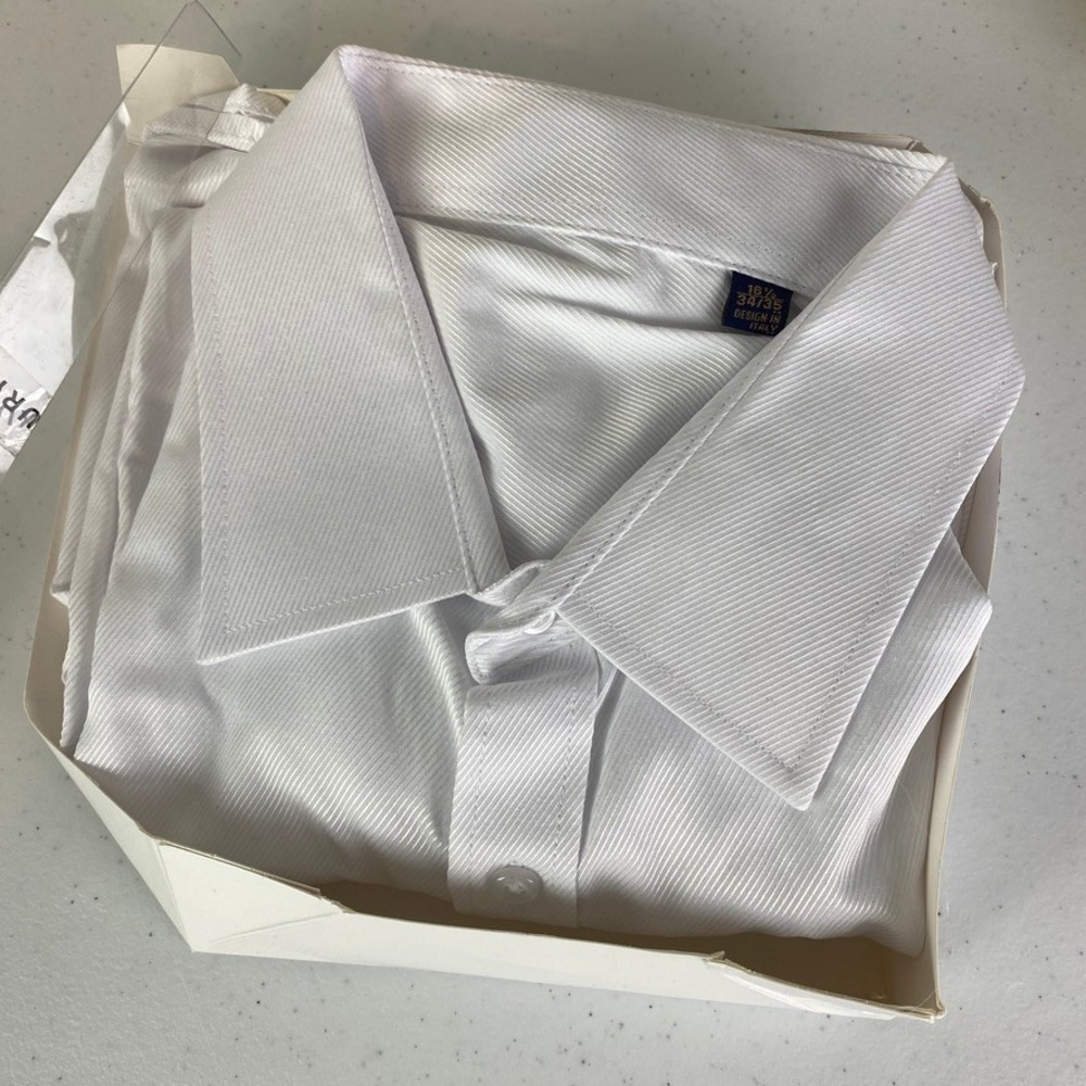 Alimens & Gentle Mens White Dress Shirt 16 1/2 34/35‎ Sleeve Button Up